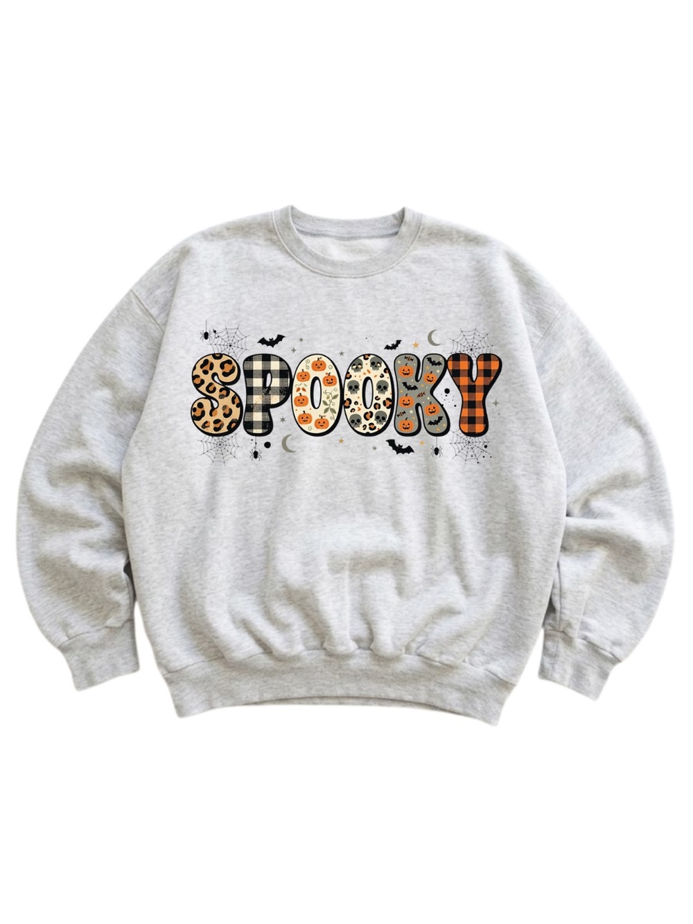 Gildan Spooky Graphic Crewneck Sweatshirt - Light Gray